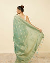 Pastel Turquoise Saree with Floral Medallion Patterns image number 2